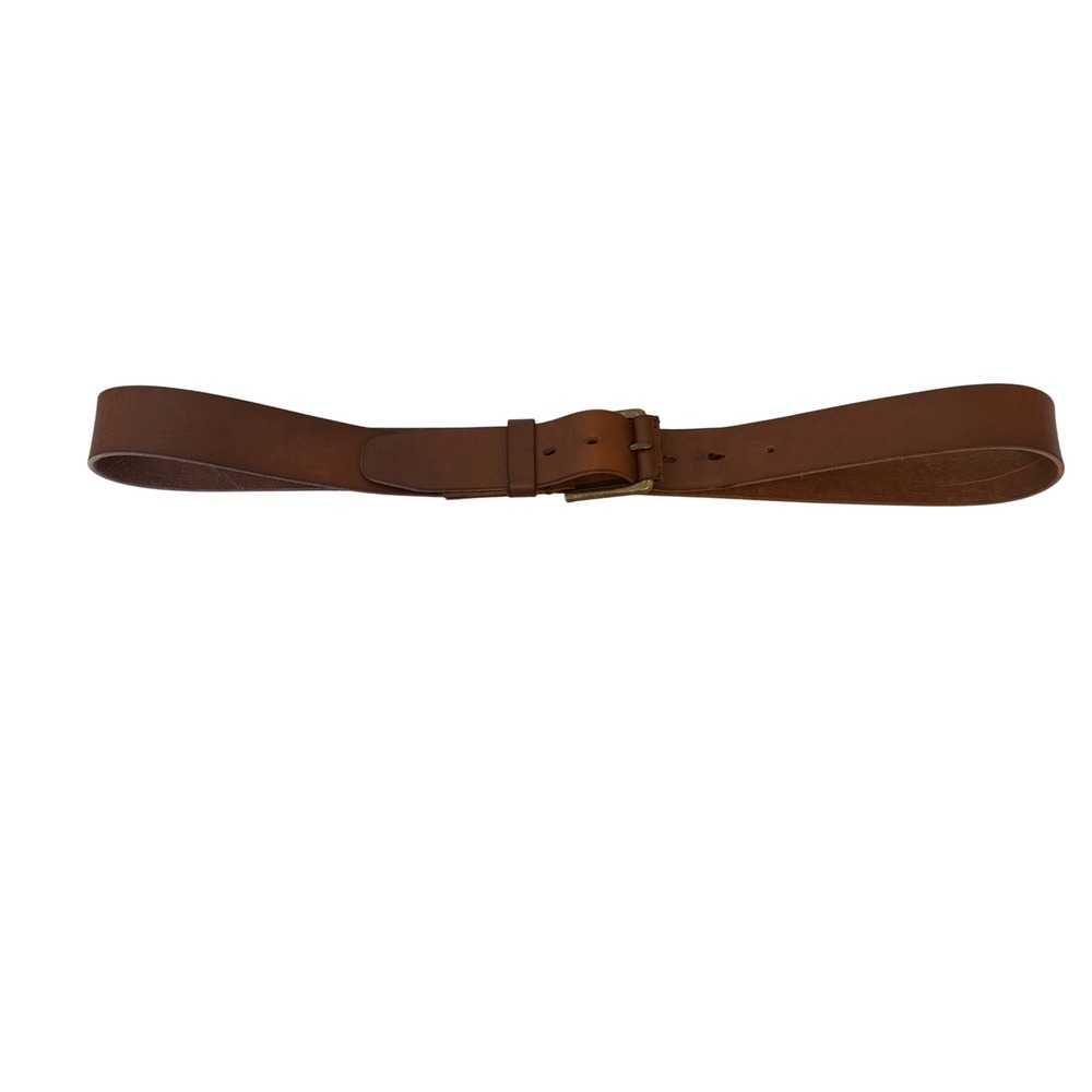 Timberland Mens Leather Belt 40 Brown Rugged Brass Buckle Casual Stitch Detail